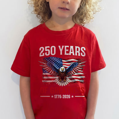 Patriotic 250th Anniversary Shirt 1776-2026 American Flag Eagle 250 Years of Greatness USA Unisex T-Shirt