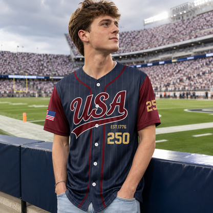 250 Years Est 1776 Of America - USA 250th Anniversary Baseball Jersey