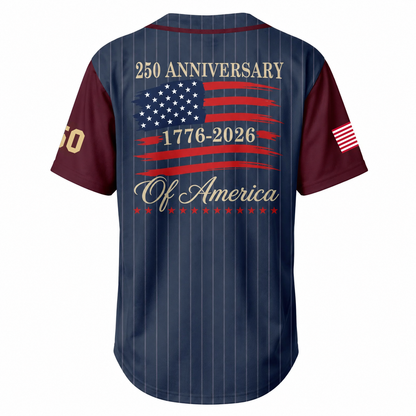 250 Years Est 1776 Of America - USA 250th Anniversary Baseball Jersey