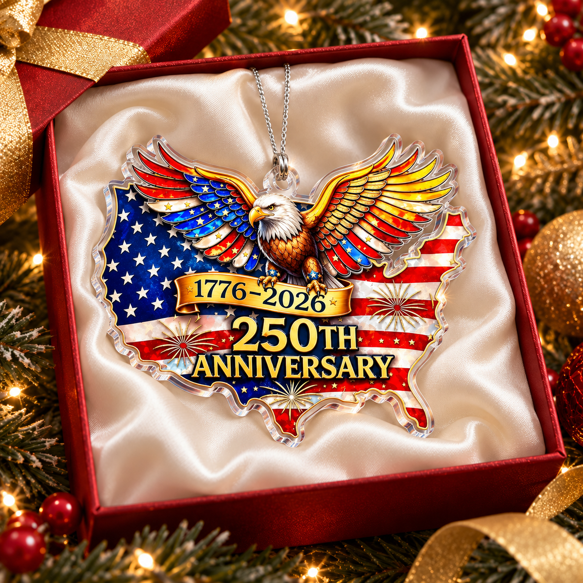 250th Anniversary Christmas Acrylic Ornament Patriotic
