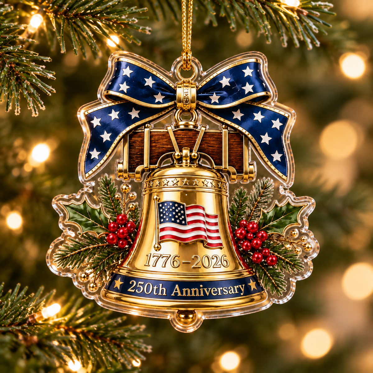 250th Anniversary Christmas Acrylic Ornament Patriotic