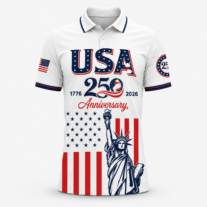 Patriotic Statue of Liberty 1776–2026 - USA 250th Anniversary Polo Shirt