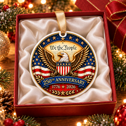 United States 250 Years Anniversary - Eagle Flag Ceramic Ornament