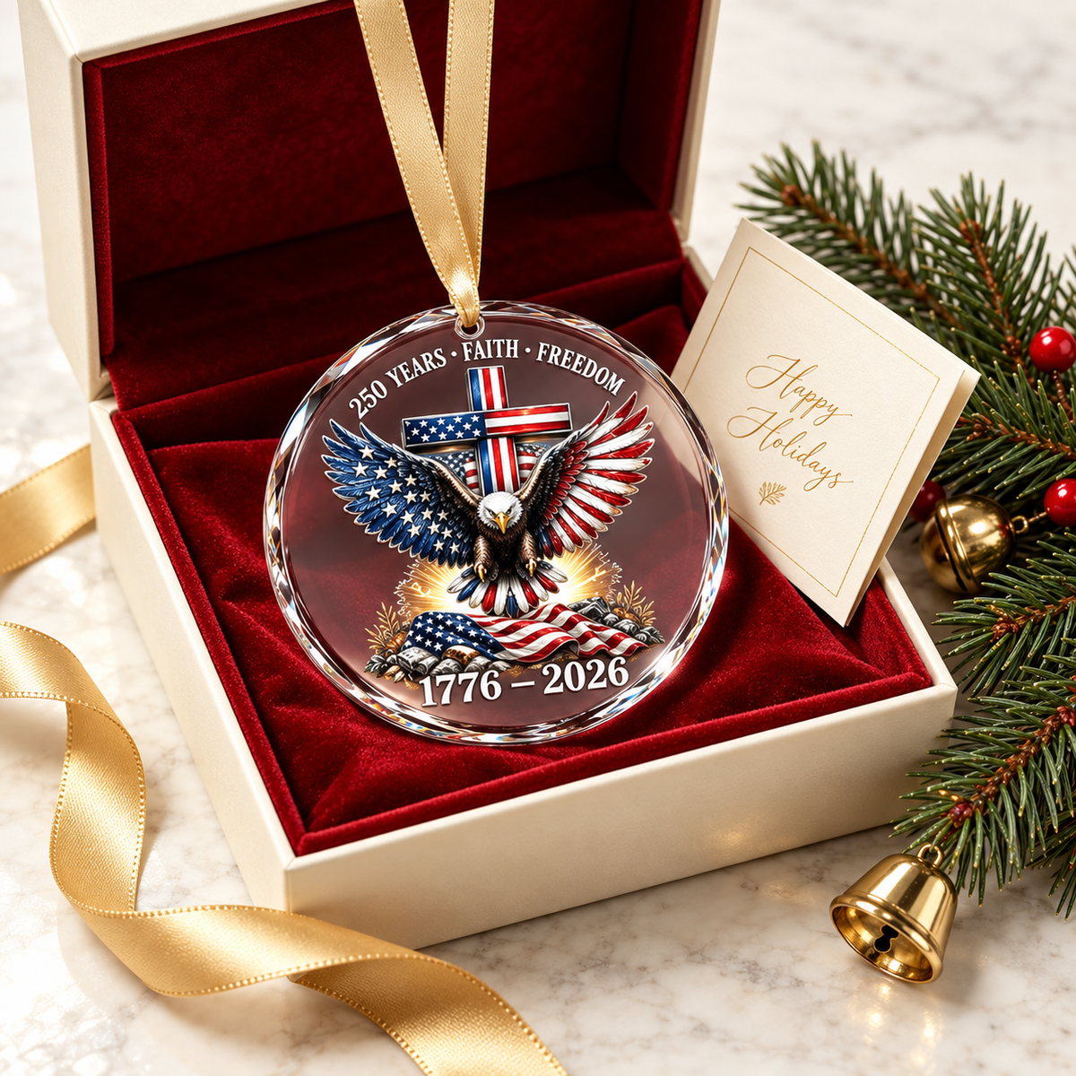 250 Anniversary Christmas Ornament-Glass  250 Anniversary USA Merchandise