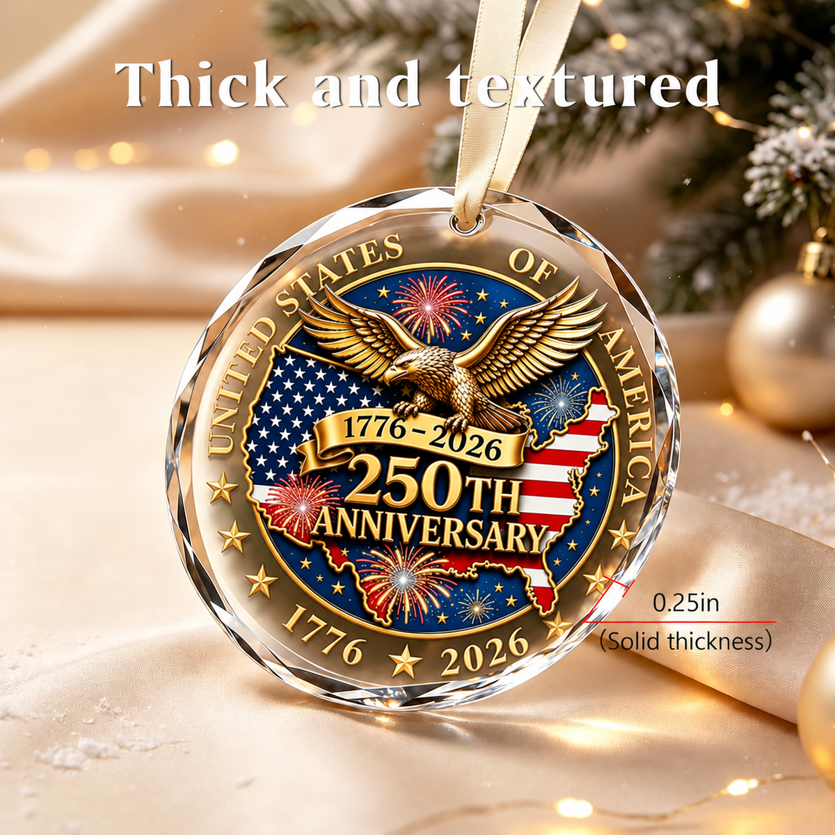 250 Anniversary USA Ornament - Acrylic Patriotic Christmas Ornament
