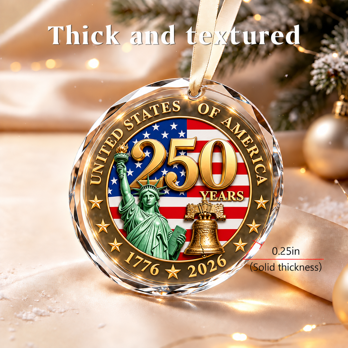 America 250th Christmas Statue of Liberty Ornament