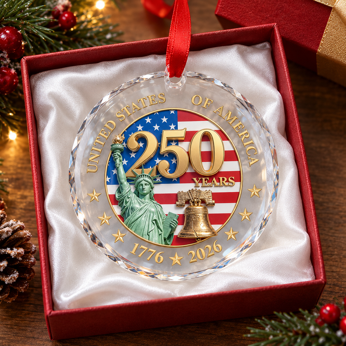 250 Anniversary Christmas Ornament-Glass  250 Anniversary USA Merchandise