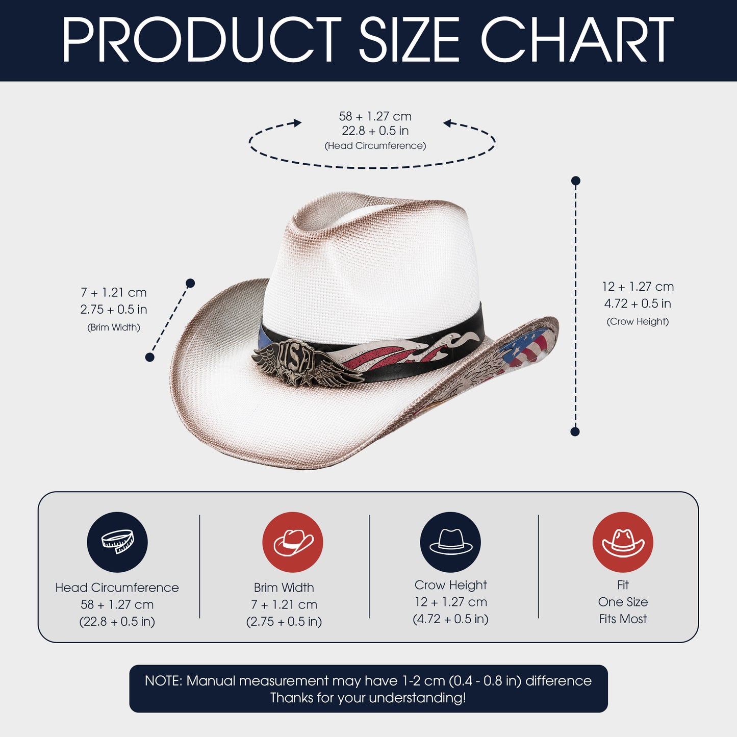 USA Wings White Style Unisex Cowboy Hat - USA 250th Anniversary Fedora Hat