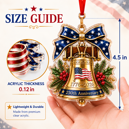250 Christmas Bell Ornament 250th Anniversary Christmas Ornament Patriotic