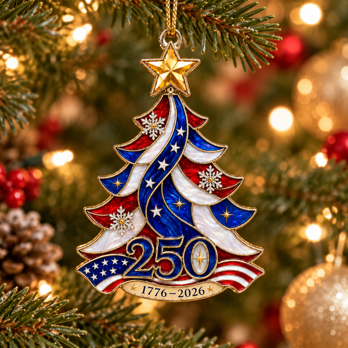 250th Anniversary Christmas Acrylic Ornament Patriotic