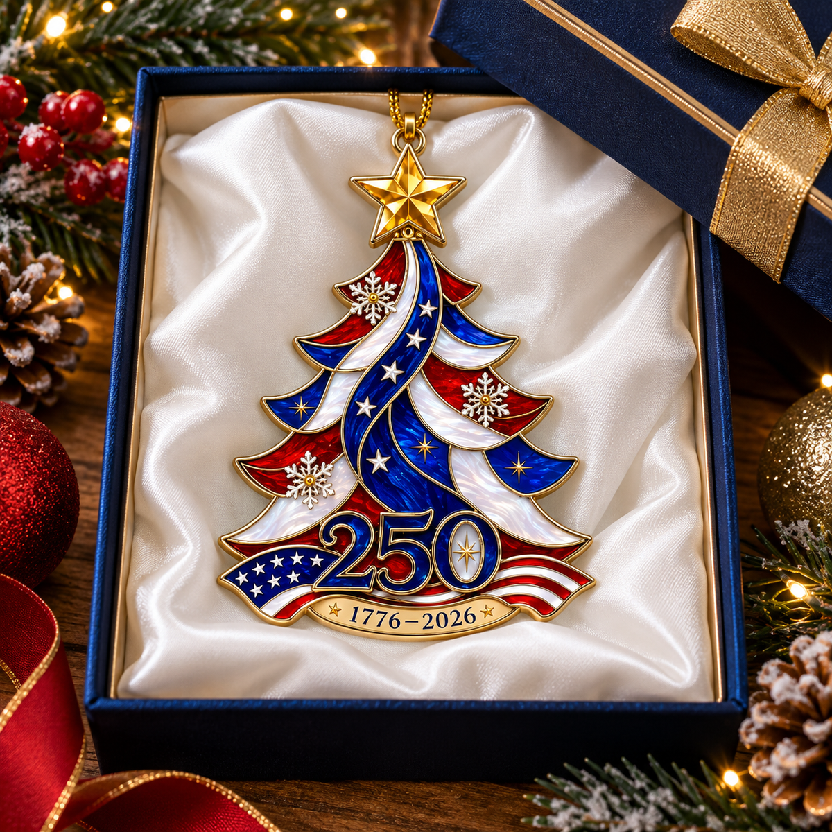 250th Anniversary Christmas Acrylic Ornament Patriotic